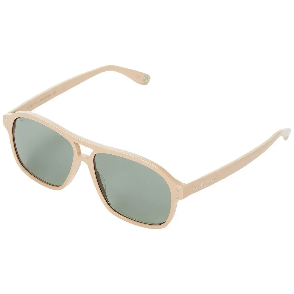 NEW‎ Gucci GG0475S Ivory Green Square Aviator Matte Lens Designer Sunglasses